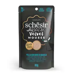 Zooplus 12x80g Schesir After Dark Fluwelen Mousse Kip met Kwartelei natvoer voor katten aanbieding