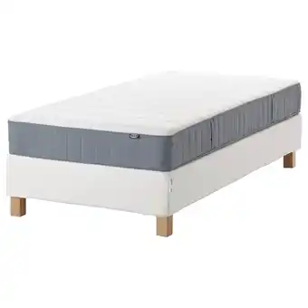 IKEA EspevÄr/vesterÖy Lattenmatrasbodem met poten, wit/middelhard lichtblauw, 90x200 cm aanbieding