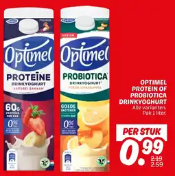 Dekamarkt Optimel protein of probiotica drinkyoghurt aanbieding