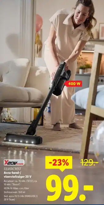 Lidl SILVERCREST Accu hand vloerstofzuiger 20 V aanbieding