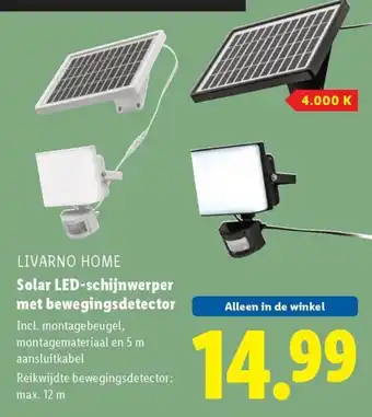 Lidl LIVARNO HOME Solar LED schijnwerper met bewegingsdetector aanbieding