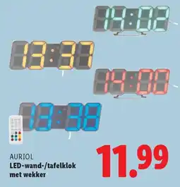 Lidl AURIOL LED wand tafelklok met wekker aanbieding