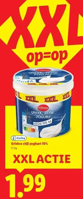 Lidl Griekse stijl yoghurt 10% aanbieding
