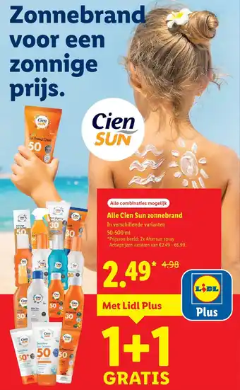 Lidl Alle Cien Sun zonnebrand aanbieding