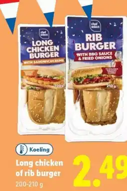 Lidl Long chicken of rib burger aanbieding