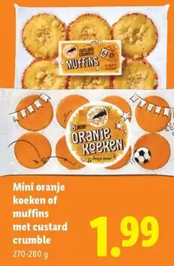 Lidl Mini oranje koeken of muffins met custard crumble aanbieding