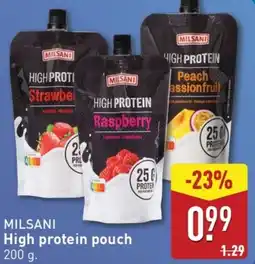 ALDI MILSANI High protein pouch aanbieding