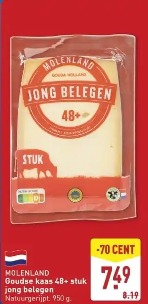 ALDI MOLENLAND Goudse kaas 48+ stuk jong belegen aanbieding
