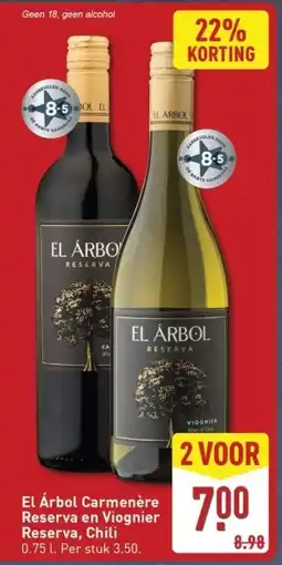 ALDI El Árbol Carmenère Reserva en Viognier Reserva, Chili aanbieding