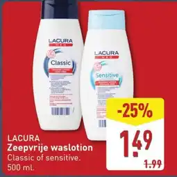 ALDI Lacura Zeepvrije waslotion Classic of sensitive aanbieding