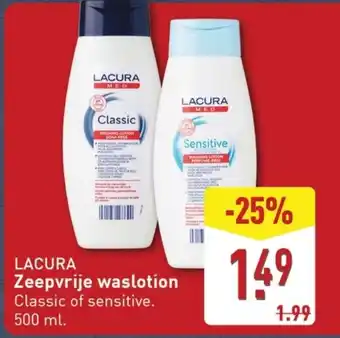 ALDI Lacura Zeepvrije waslotion Classic of sensitive aanbieding