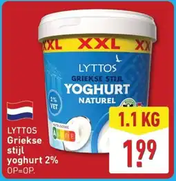 ALDI Lyttos Griekse stijl yoghurt 2% aanbieding