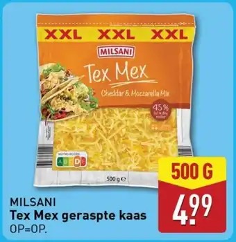 ALDI Milsani Tex Mex geraspte kaas aanbieding