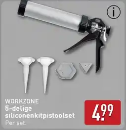 ALDI Workzone 5 delige siliconenkitpistoolset aanbieding