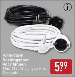 ALDI Workzone Verlengsnoer voor binnen aanbieding