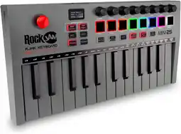 Amazon RockJam Go 25 Key USB & Bluetooth MIDI Keyboard Controller met 8 Backlit Drum Pads, 8 Knobs aanbieding