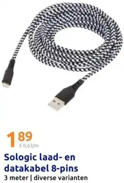 Action Sologic laad en datakabel 8 pins aanbieding