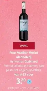Albert Heijn Free Feather Merlot Alcoholvrij aanbieding