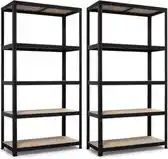 Praxis Nordevik Stellingkast - 2 stuks - 180x90x40cm - Opbergrek - Zwart aanbieding