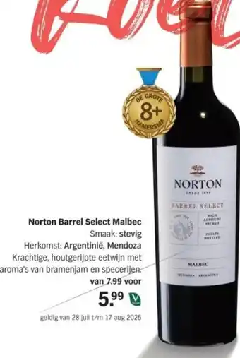 Albert Heijn Norton Barrel Select Malbec aanbieding