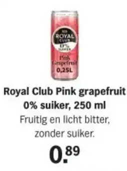 Albert Heijn Royal Club Pink grapefruit 0% suiker aanbieding