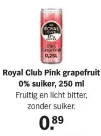 Albert Heijn Royal Club Pink grapefruit 0% suiker aanbieding