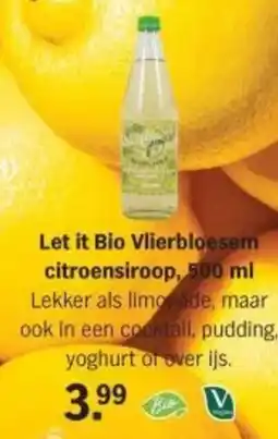 Albert Heijn Let it Bio Vlierbloesem citroensiroop aanbieding