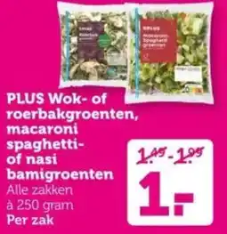 Coop PLUS Wok-of roerbakgroenten, macaroni spaghetti- of nasi bamigroenten Alle zakken à 250 gram aanbieding