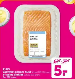 Coop PLUS Zalmfilet zonder huidof zalm blokjes aanbieding