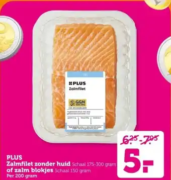 Coop PLUS Zalmfilet zonder huidof zalm blokjes aanbieding