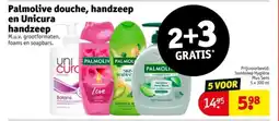 Kruidvat Palmolive douche, handzeep en Unicura handzeep aanbieding