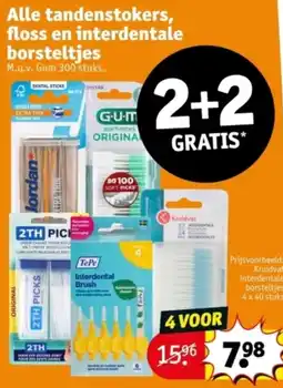 Kruidvat Alle tandenstokers, floss en interdentale borsteltjes aanbieding