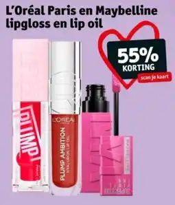 Kruidvat L'Oréal Paris en Maybelline lipgloss en lip oil aanbieding