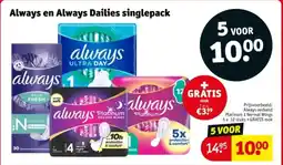 Kruidvat Always en Always Dailies singlepack aanbieding