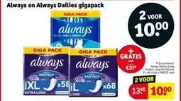 Kruidvat Always en Always Dailies gigapack aanbieding