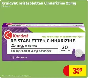 Kruidvat Kruidvat reistabletten Cinnarizine aanbieding
