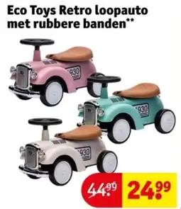Kruidvat Eco Toys Retro loopauto met rubbere banden aanbieding