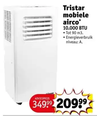Kruidvat Tristar mobiele airco 10.000 BTU aanbieding