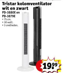 Kruidvat Tristar kolomventilator wit en zwart aanbieding