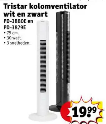 Kruidvat Tristar kolomventilator wit en zwart aanbieding