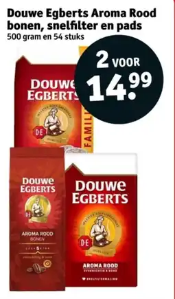 Kruidvat Douwe Egberts Aroma Rood bonen, snelfilter en pads aanbieding