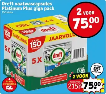 Kruidvat Dreft vaatwascapsules Platinum Plus giga pack aanbieding