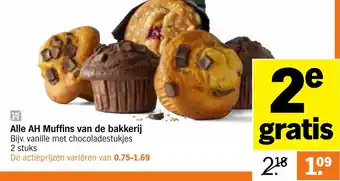Albert Heijn Alle AH Muffins van de 2 stuks aanbieding