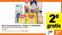 Albert Heijn Alle A-merk geurkaarsen stokjes en theelichtjes aanbieding