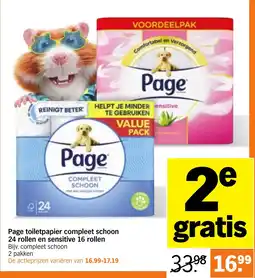 Albert Heijn Page toiletpapier compleet schoon en sensitive aanbieding