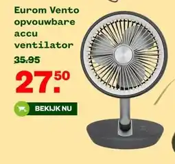 Welkoop Eurom Vento opvouwbare accu ventilator aanbieding