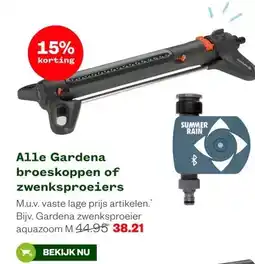 Welkoop Alle Gardena broeskoppen of zwenksproeiers aanbieding