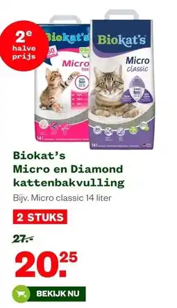 Welkoop Biokat's Micro en Diamond kattenbakvulling aanbieding