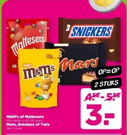 PLUS M&M's of Maltesers , Mars, Snickers of Twix aanbieding