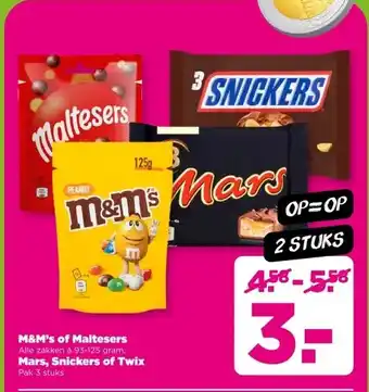PLUS M&M's of Maltesers , Mars, Snickers of Twix aanbieding